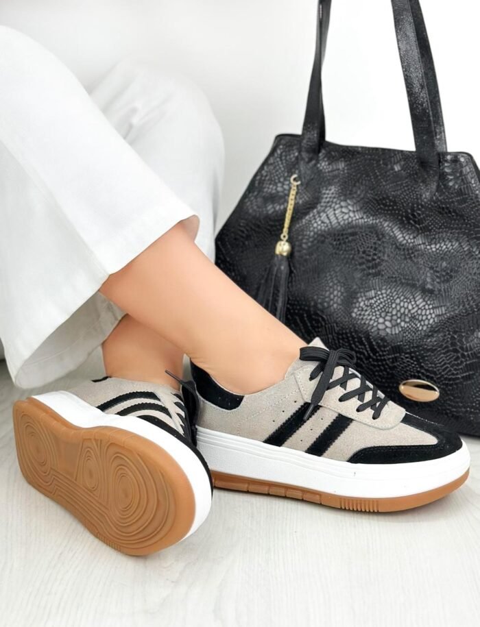 TENIS BEIGE POR NEGRO 699 - Image 2