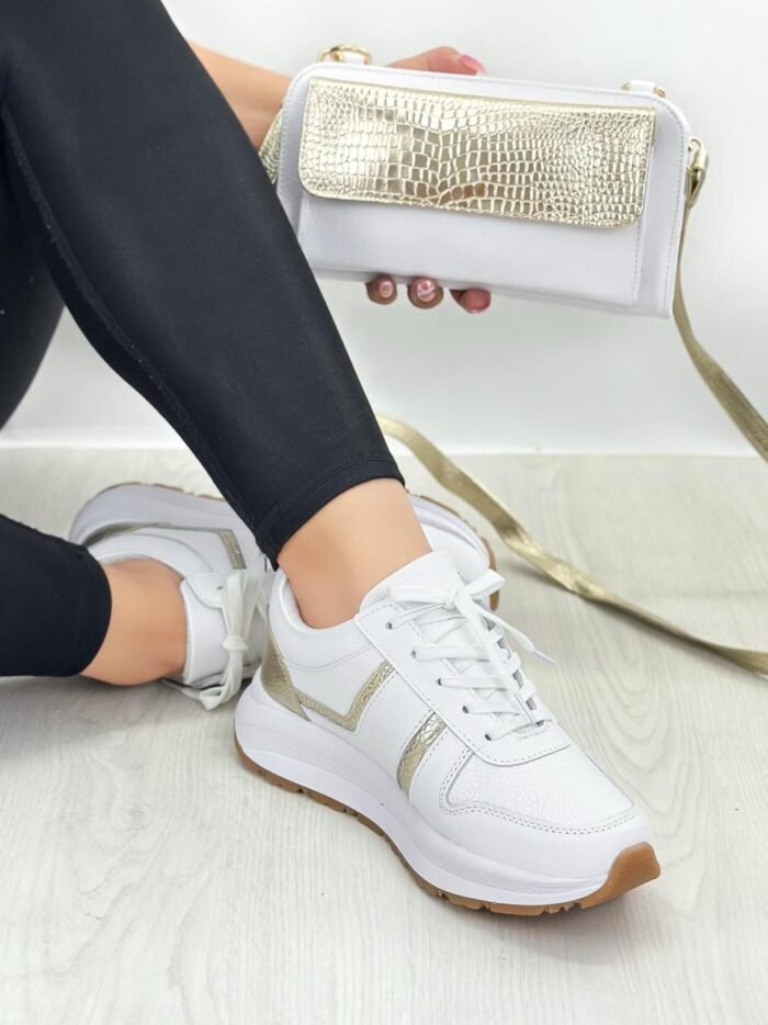 TENIS BLANCO DORADO 688