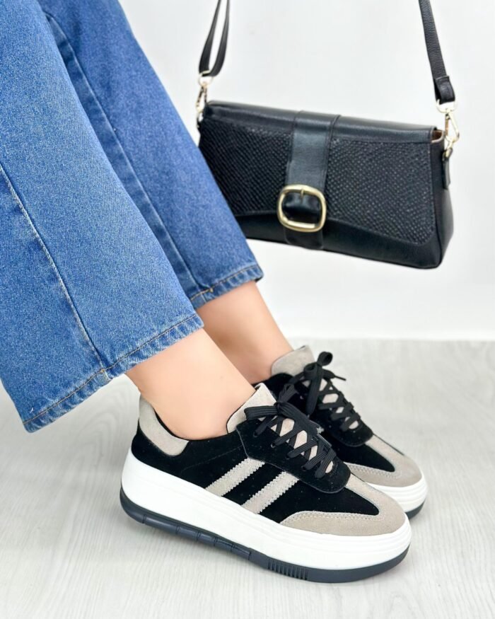 TENIS NEGRO POR BEIGE 699