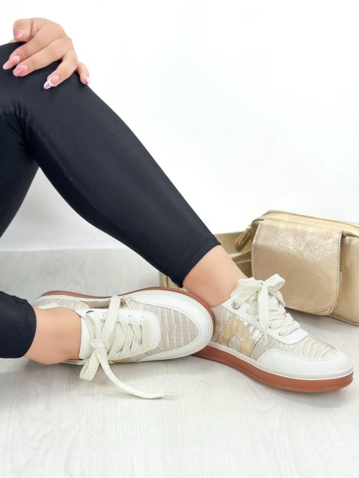 TENIS FOSIL BLANCO ORO T-2003