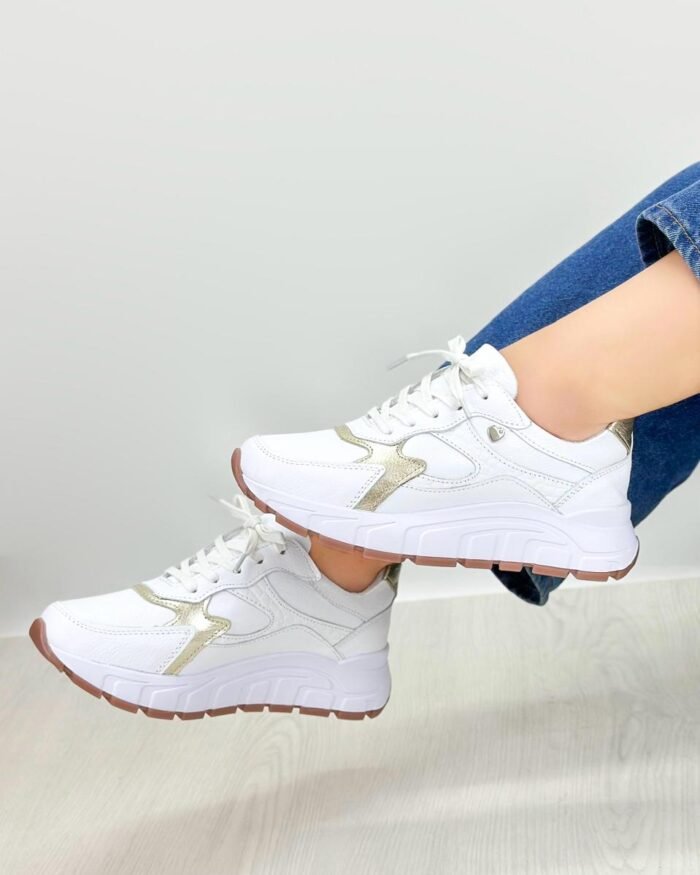 TENIS BLANCO DORADO 687