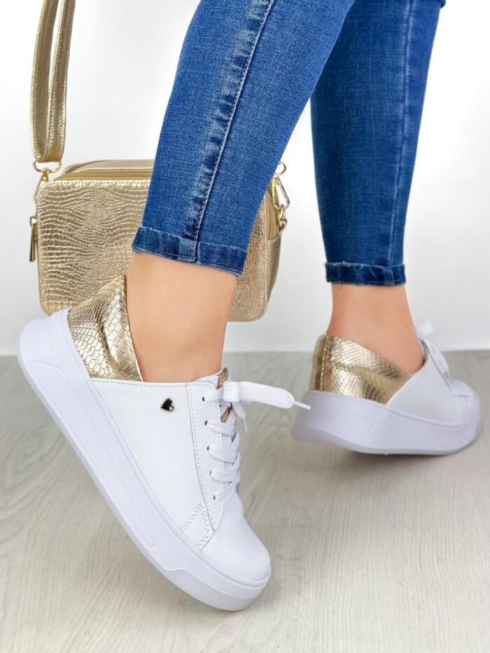 TENIS BLANCO DORADO 665