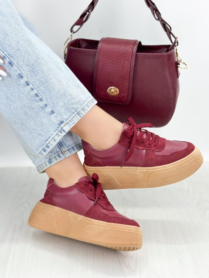 TENIS CUERO X CARNAZA VINO 721
