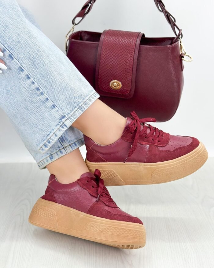 TENIS CUERO X CARNAZA VINO 721