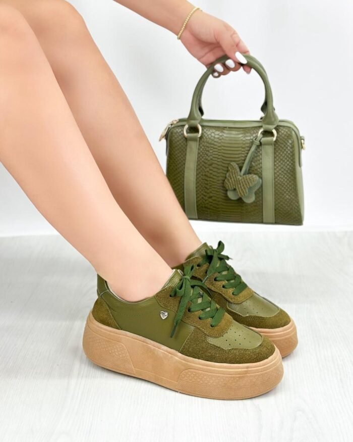 TENIS CUERO VERDE X CARNAZA 721