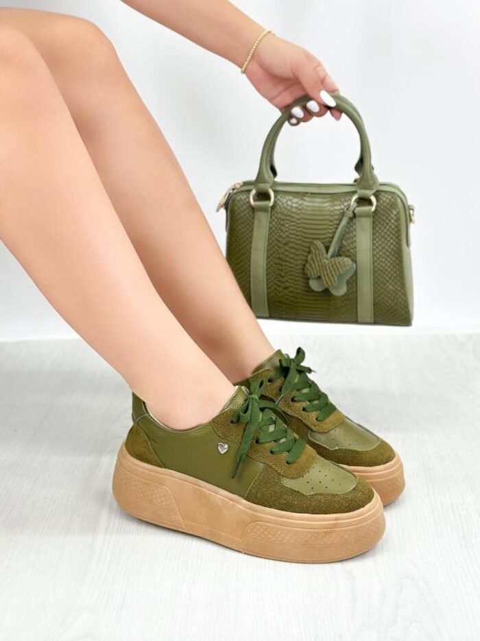 TENIS CUERO VERDE X CARNAZA 721