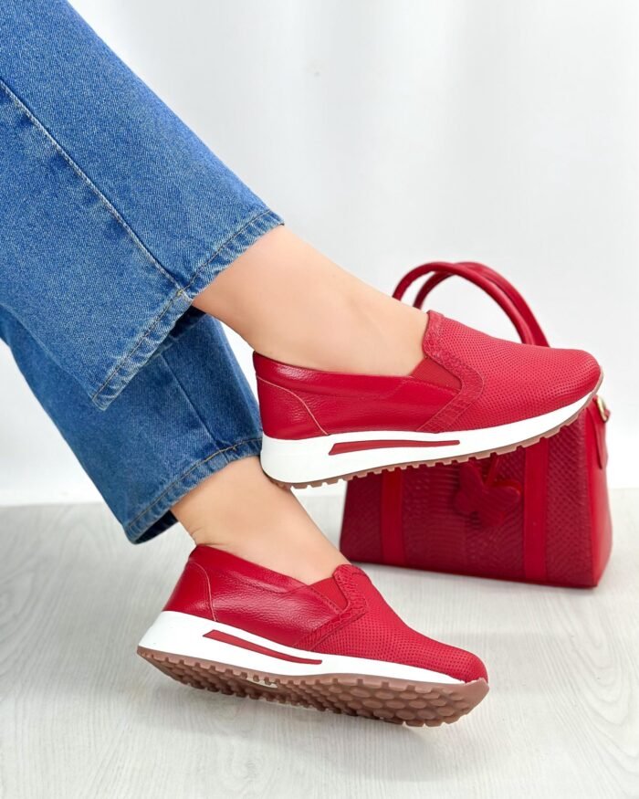 TENIS ROJO CUERO 715