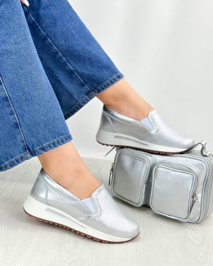 TENIS PLATA CUERO 715